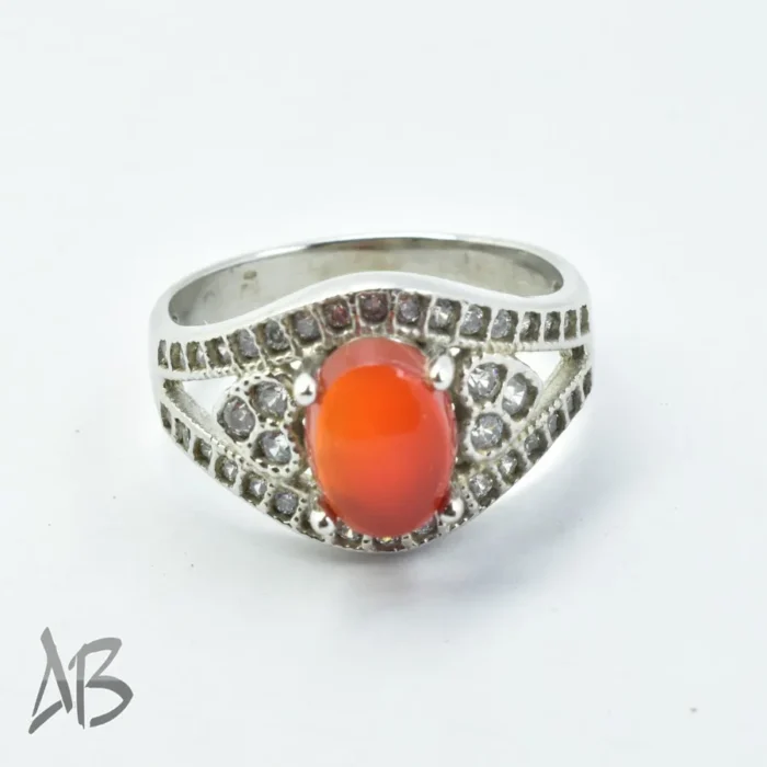 انگشتر نقره زنانه نگین عقیق یمنی سرخ اصل کد 301 آقابزرگ - Image 7