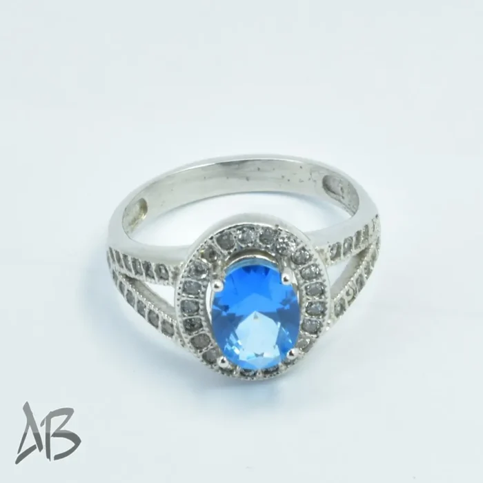 انگشتر نقره زنانه اصل نگین توپاز درخشان و برلیان کات کد 308 آقابزرگ - Image 3