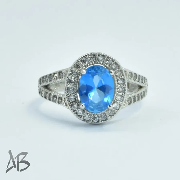 انگشتر نقره زنانه اصل نگین توپاز درخشان و برلیان کات کد 308 آقابزرگ - Image 6