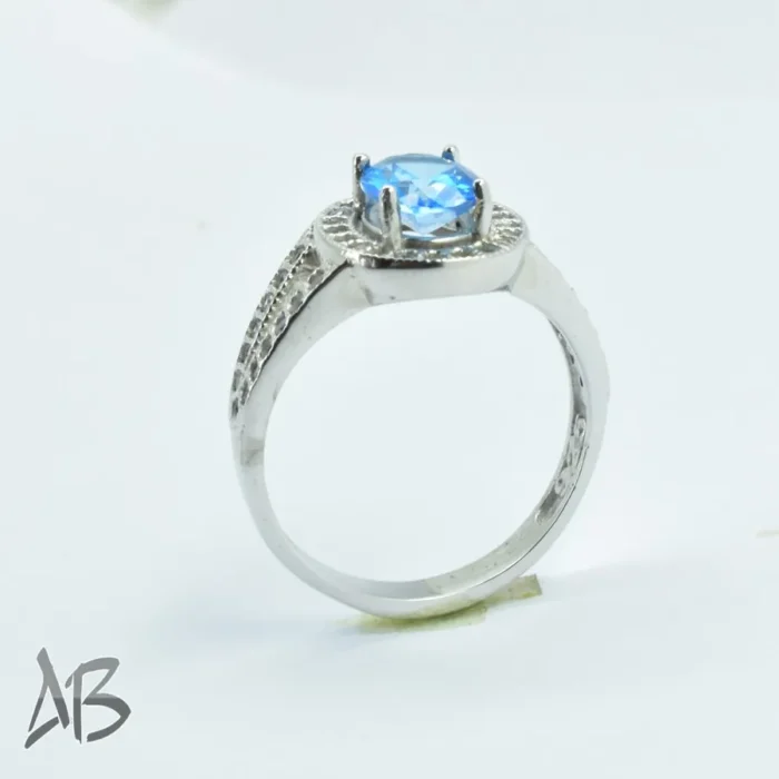 انگشتر نقره زنانه اصل نگین توپاز درخشان و برلیان کات کد 308 آقابزرگ - Image 7