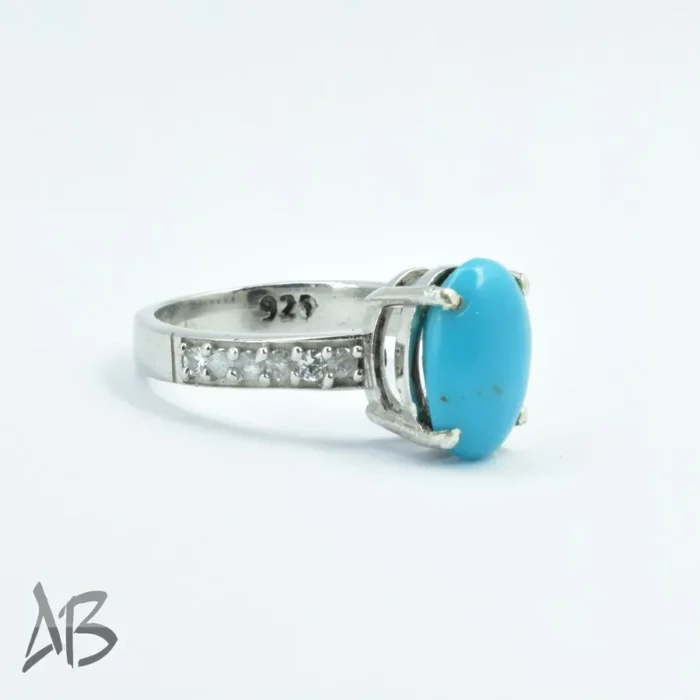 انگشتر نقره زنانه فیروزه نیشابور اصل با رکاب ساده و جذاب آقابزرگ کد 311 - Image 5