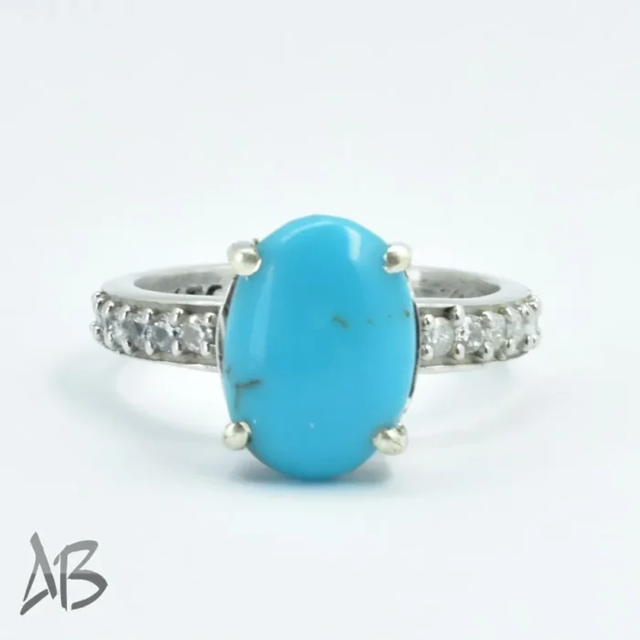 انگشتر نقره زنانه فیروزه نیشابور اصل با رکاب ساده و جذاب آقابزرگ کد 311 - Image 6