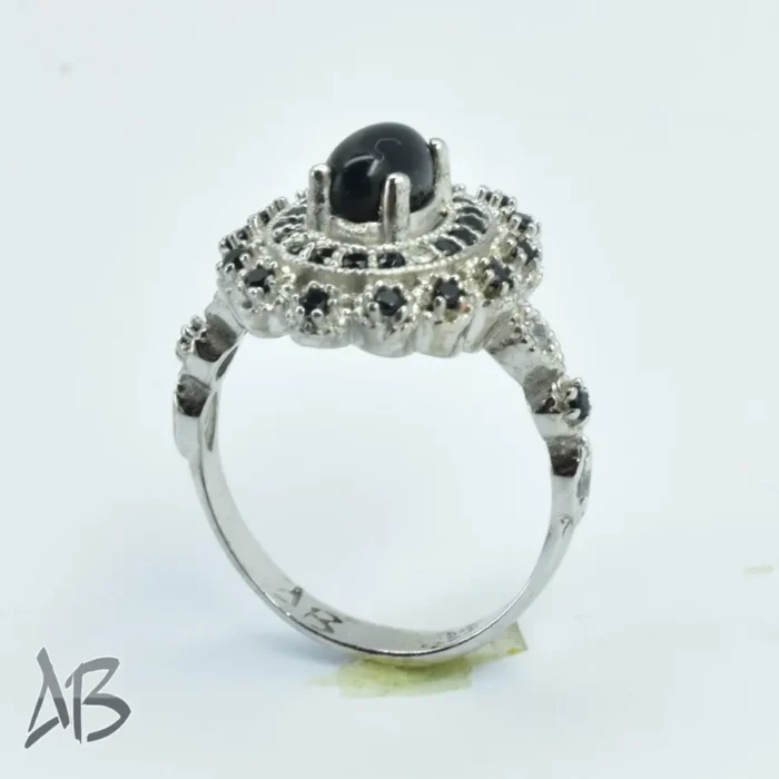 انگشتر نقره زنانه کوارتز دودی (اسموکی مشکی) سنگ طبیعی و اصل آبکاری رودیوم کد 312 - Image 7