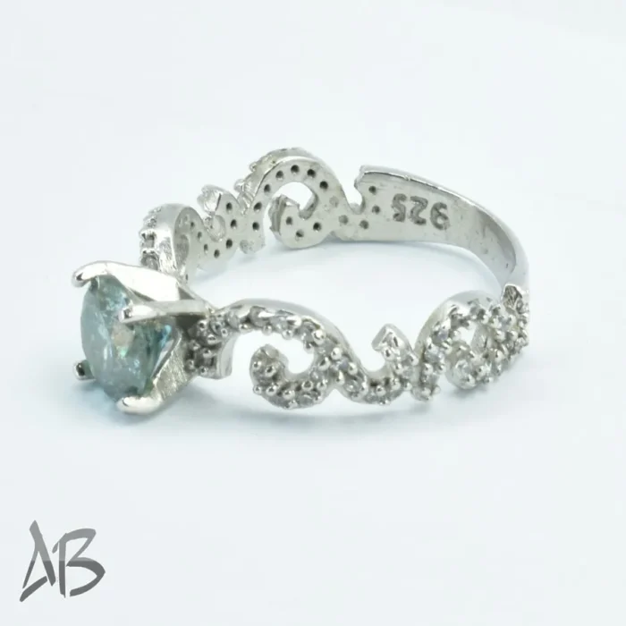 انگشتر نقره زنانه نگین موزانایت روسی شفاف و زیبا نقره 925 کد 313 - Image 3