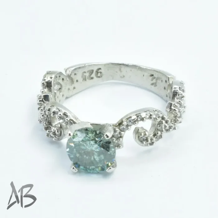 انگشتر نقره زنانه نگین موزانایت روسی شفاف و زیبا نقره 925 کد 313 - Image 4