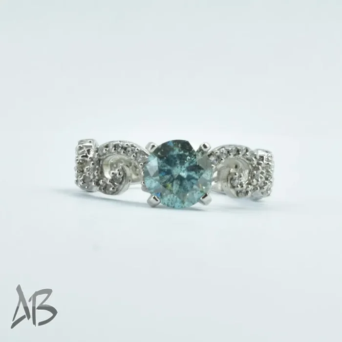 انگشتر نقره زنانه نگین موزانایت روسی شفاف و زیبا نقره 925 کد 313 - Image 6