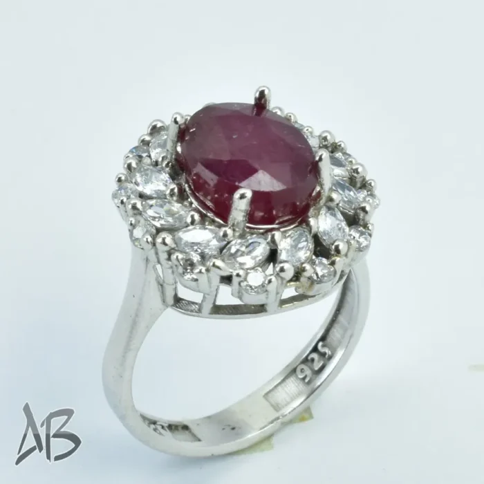 انگشتر  زنانه نقره یاقوت سرخ دانه اناری اصل و معدنی کد 314 آقابزرگ - Image 3