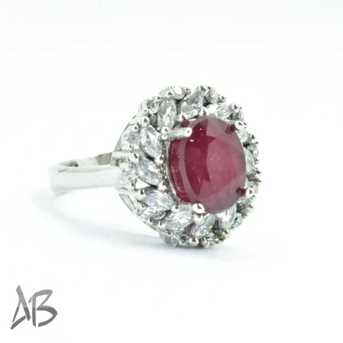 انگشتر  زنانه نقره یاقوت سرخ دانه اناری اصل و معدنی کد 314 آقابزرگ - Image 4