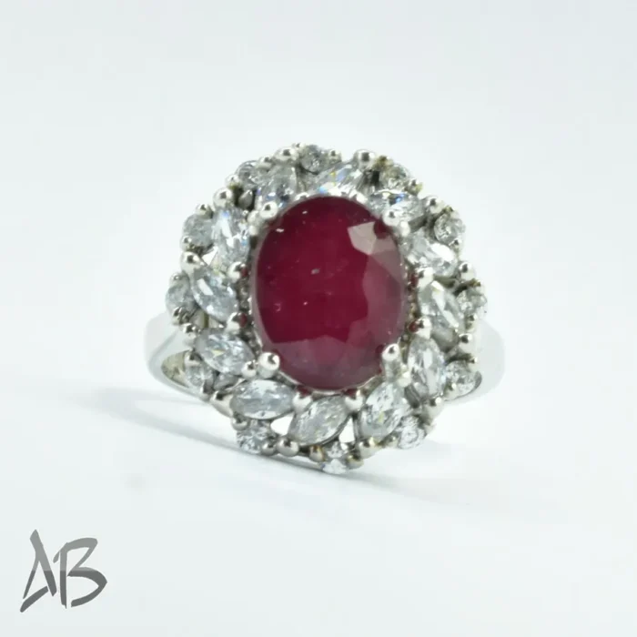 انگشتر  زنانه نقره یاقوت سرخ دانه اناری اصل و معدنی کد 314 آقابزرگ - Image 6