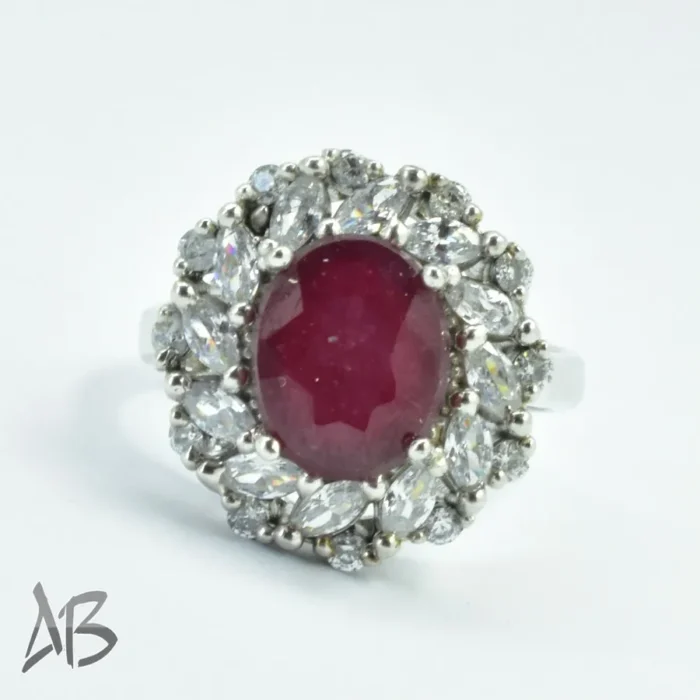 انگشتر  زنانه نقره یاقوت سرخ دانه اناری اصل و معدنی کد 314 آقابزرگ - Image 7