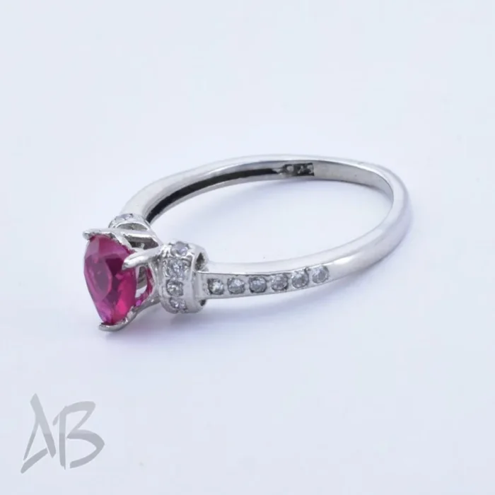 انگشتر نقره زنانه یاقوت صورتی سنتتیک طرح قلب شیک و زیبا کد 696 - Image 9