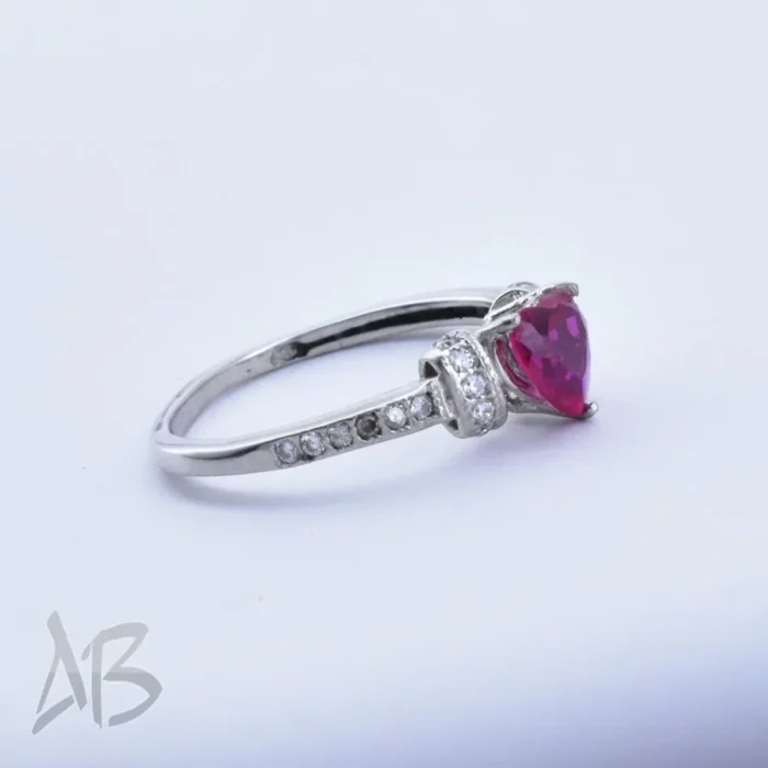 انگشتر نقره زنانه یاقوت صورتی سنتتیک طرح قلب شیک و زیبا کد 696 - Image 6