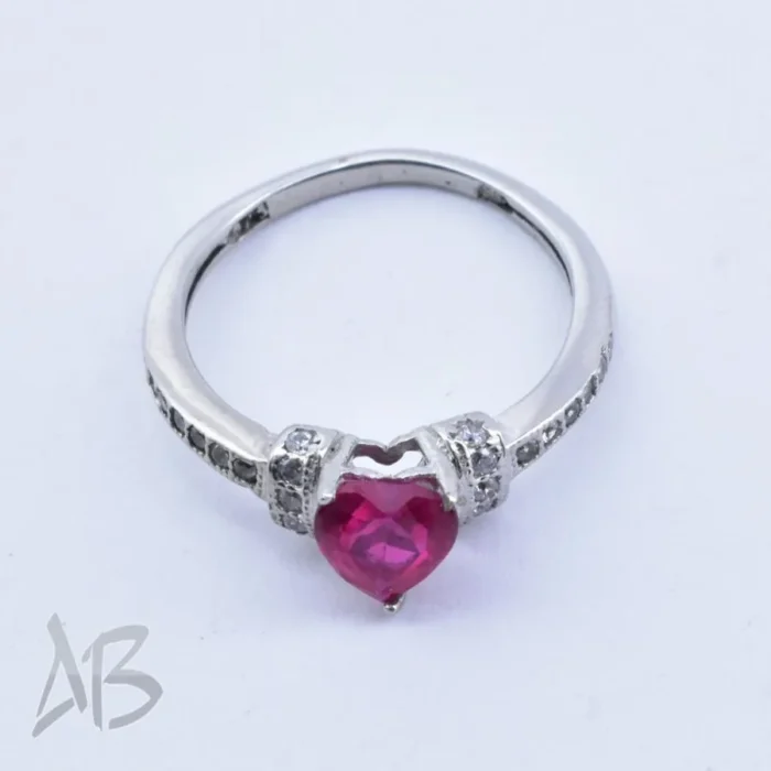 انگشتر نقره زنانه یاقوت صورتی سنتتیک طرح قلب شیک و زیبا کد 696 - Image 7