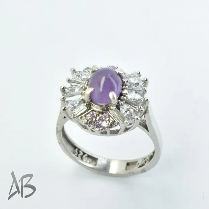 انگشتر نقره زنانه آمتیست (آماتیست) اصل نگین دامله آقابزرگ Am10 - Image 3