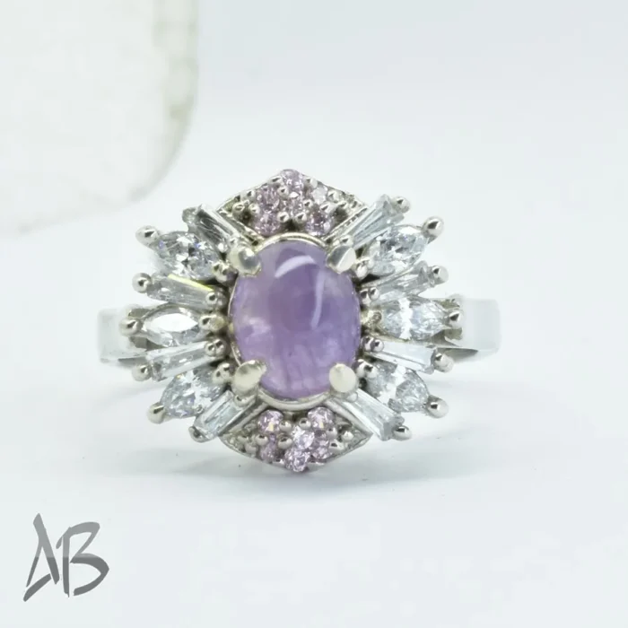 انگشتر نقره زنانه آمتیست (آماتیست) اصل نگین دامله آقابزرگ Am10 - Image 5