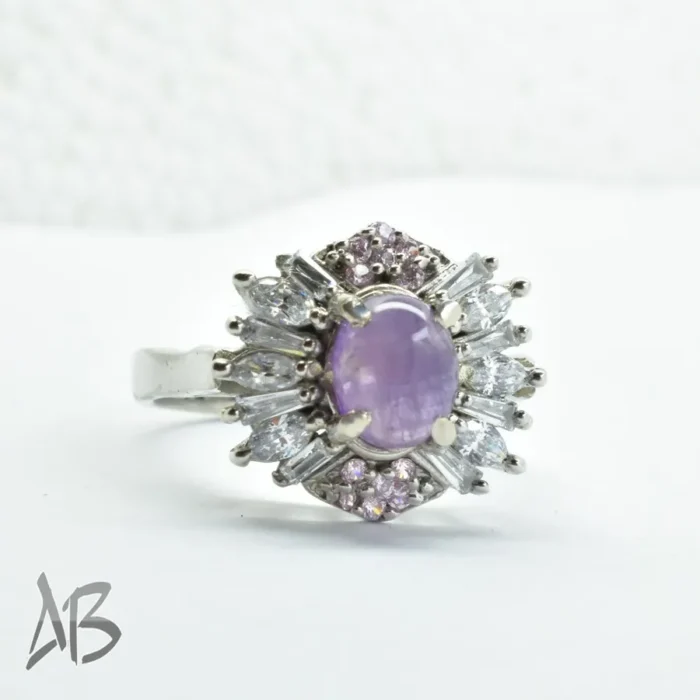 انگشتر نقره زنانه آمتیست (آماتیست) اصل نگین دامله آقابزرگ Am10 - Image 8