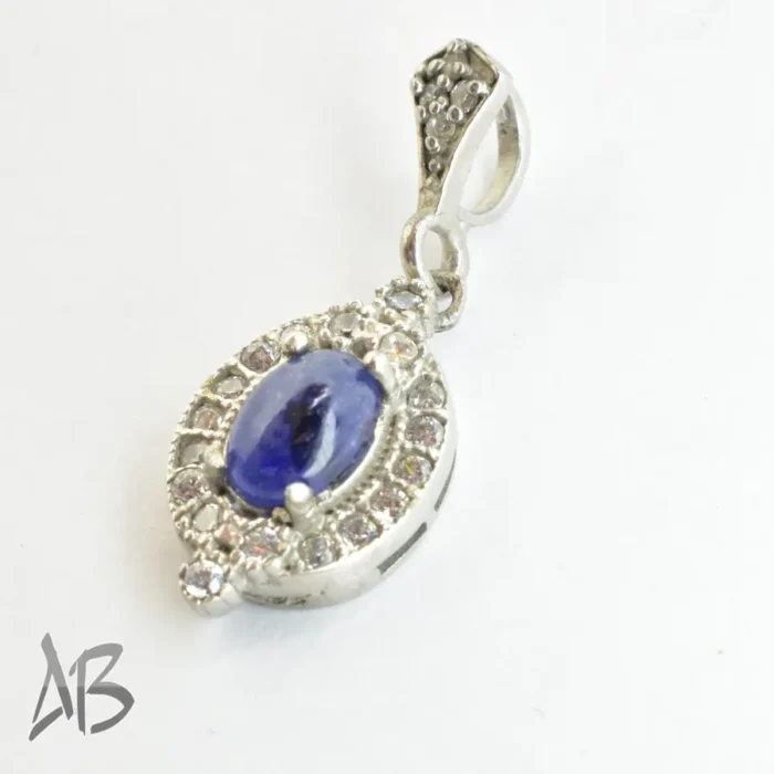 گردنبند نقره (مدالی) اصل نگین دار یاقوت کبود دامله سبک و زیبا آقابزرگ کد Med105 - Image 5