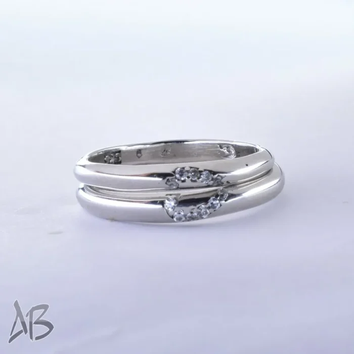 حلقه ست نقره طرح جدید و شیک مناسب ازدواج، نامزدی، با لایه رودیوم آقابزرگ کد Set16 - Image 5