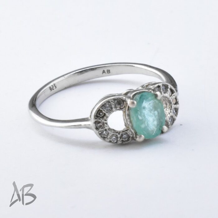 aSC_2661 انگشتر نقره زنانه نگین زمرد اصل ظریف و سبک، کد 693 آقابزرگ - Image 3