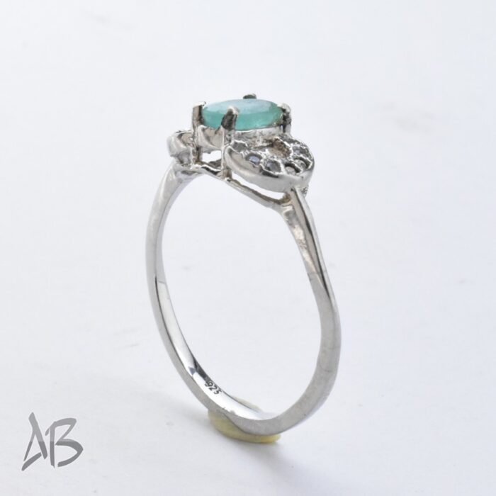 aSC_2664 انگشتر نقره زنانه نگین زمرد اصل ظریف و سبک، کد 693 آقابزرگ - Image 5