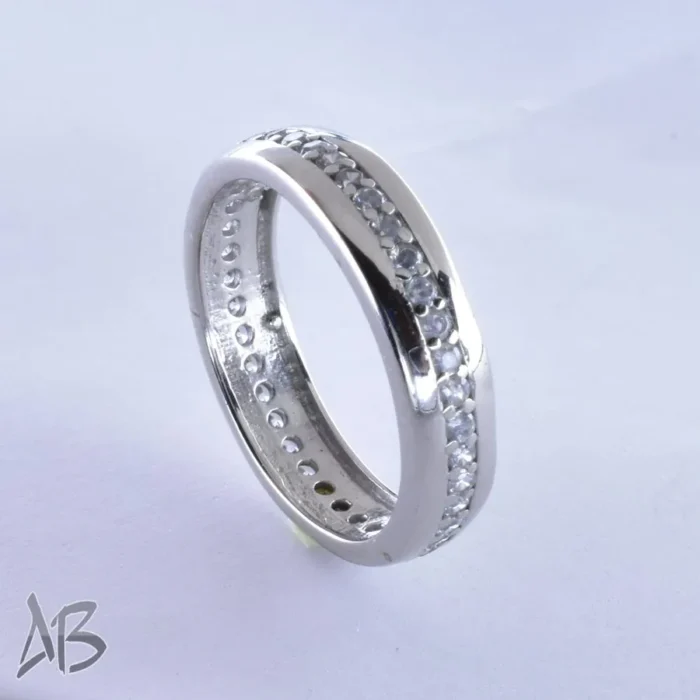 حلقه نقره جدید، با ردیفی از نگین‌های سنتتیک بسیار زیبا کد Set10 تک آقابزرگ - Image 6