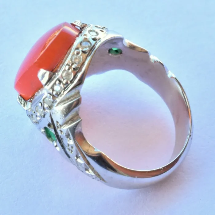 222 (4) انگشتر مردانه نقره دستساز عقیق یمنی برجسته رکاب شکیل کد M222 - Image 5