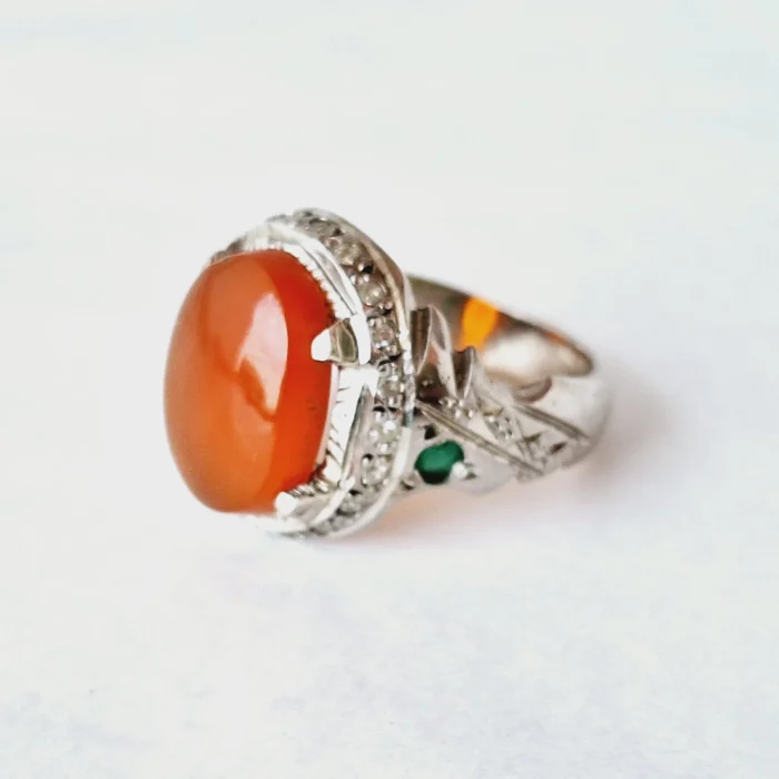 222 (6) انگشتر مردانه نقره دستساز عقیق یمنی برجسته رکاب شکیل کد M222 - Image 7