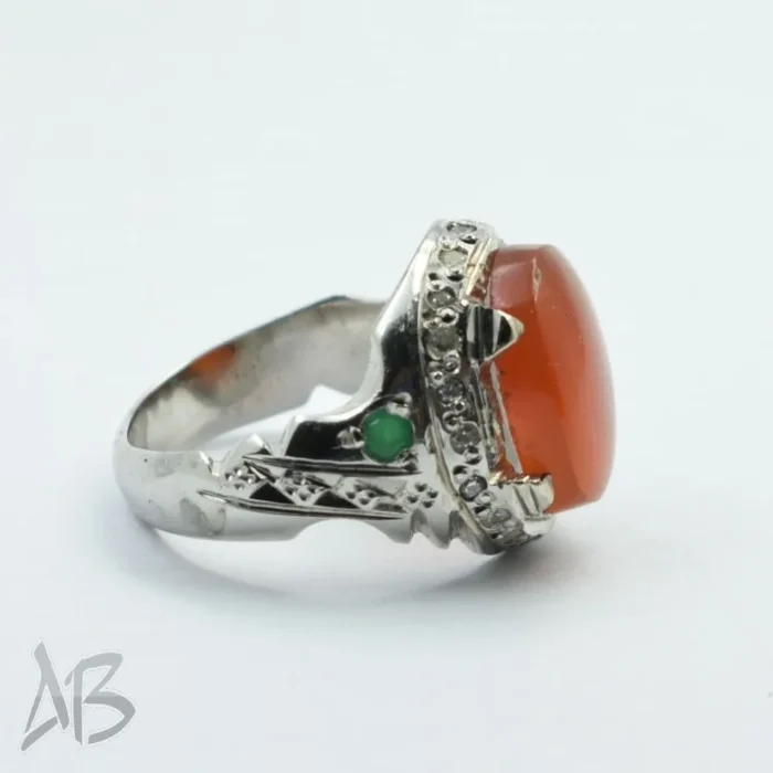 222 (7) انگشتر مردانه نقره دستساز عقیق یمنی برجسته رکاب شکیل کد M222 - Image 8