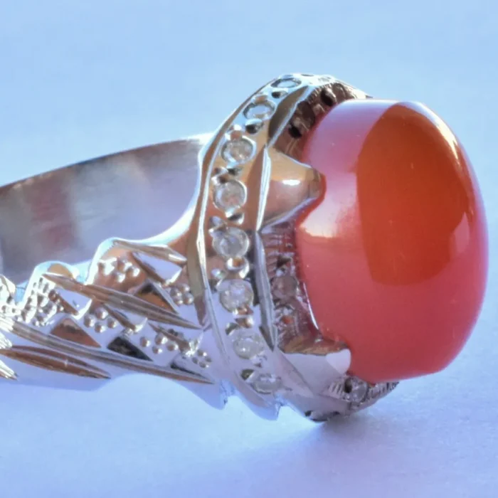 انگشتر مردانه نقره دست‌ساز نگین عقیق یمنی اصل رکاب زیبا و شکیل کد M226 - Image 5