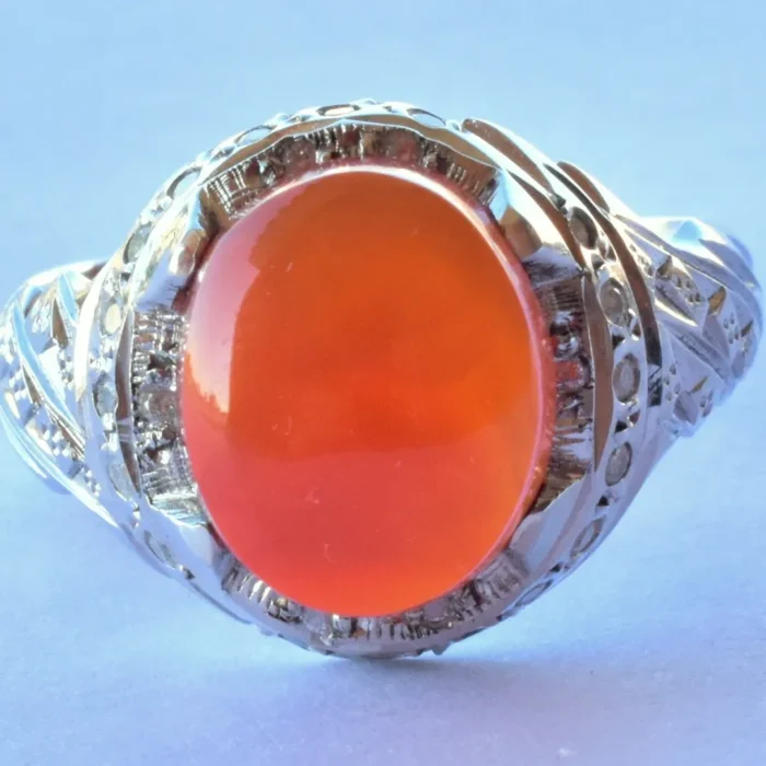 انگشتر مردانه نقره دست‌ساز نگین عقیق یمنی اصل رکاب زیبا و شکیل کد M226 - Image 7