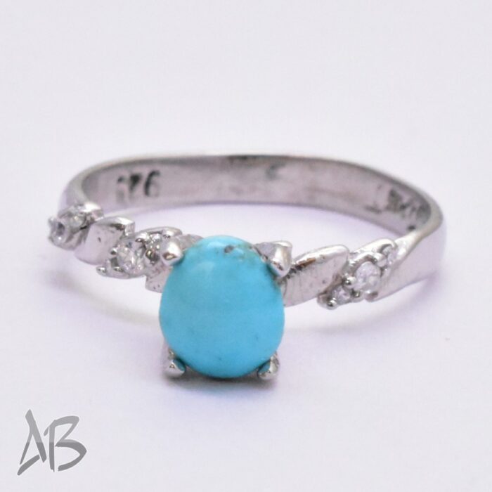 انگشتر نقره زنانه فیروزه نیشابور اصل با رکاب ساده و سبک کد 315 - Image 3