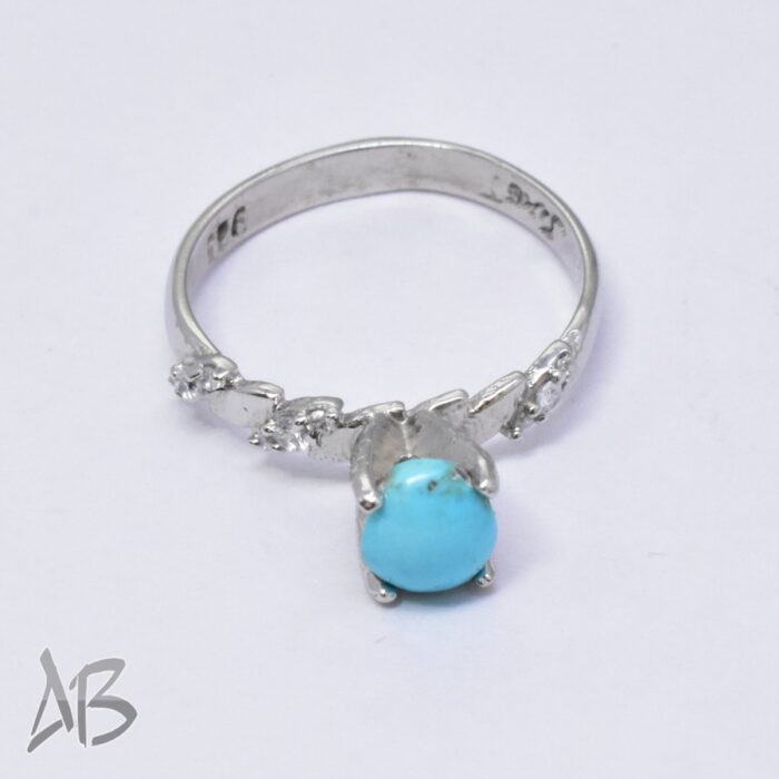 انگشتر نقره زنانه فیروزه نیشابور اصل با رکاب ساده و سبک کد 315 - Image 5