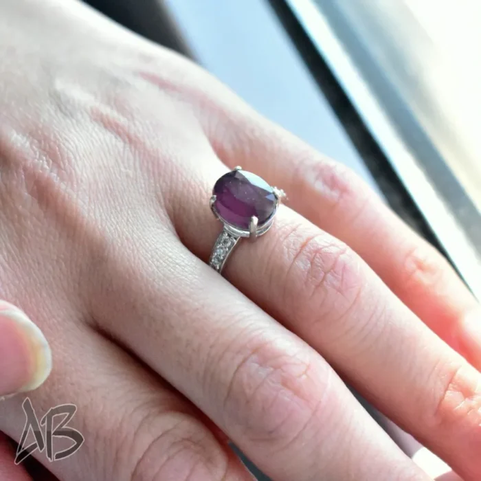 انگشتر  زنانه نقره یاقوت سرخ نفیس و خوشرنگ اصل و معدنی کد 319 آقابزرگ - Image 8