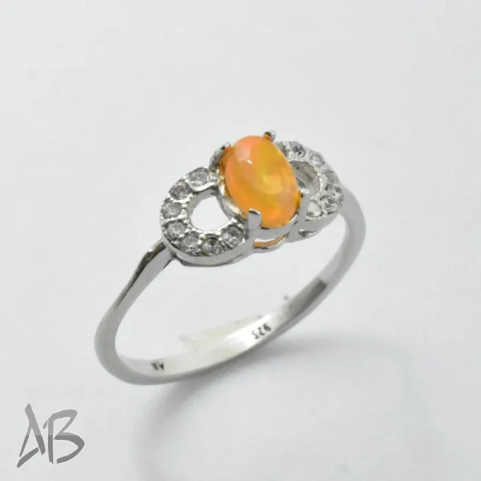 انگشتر نقره زنانه اصل با نگین اپال و پوشش رودیوم رکاب بسیار سبک کد 325 - Image 4