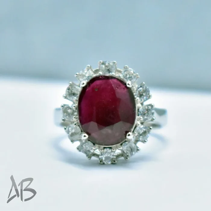 انگشتر  زنانه نقره یاقوت سرخ نفیس و درشت معدنی کد 326 آقابزرگ - Image 13