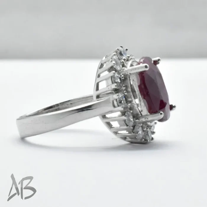 انگشتر  زنانه نقره یاقوت سرخ نفیس و درشت معدنی کد 326 آقابزرگ - Image 4