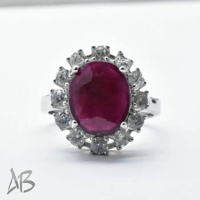 انگشتر  زنانه نقره یاقوت سرخ نفیس و درشت معدنی کد 326 آقابزرگ - Image 5