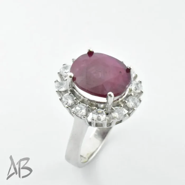 انگشتر  زنانه نقره یاقوت سرخ نفیس و درشت معدنی کد 326 آقابزرگ - Image 8