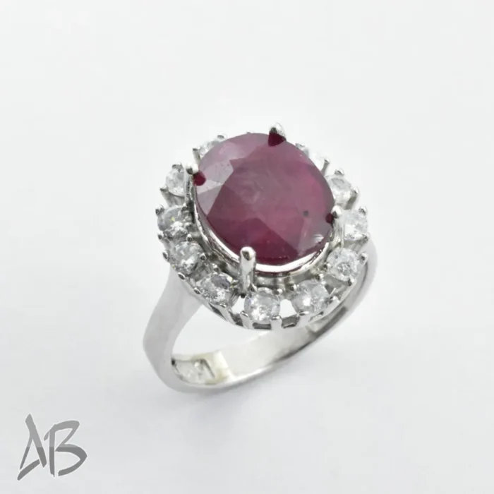 انگشتر  زنانه نقره یاقوت سرخ نفیس و درشت معدنی کد 326 آقابزرگ - Image 3