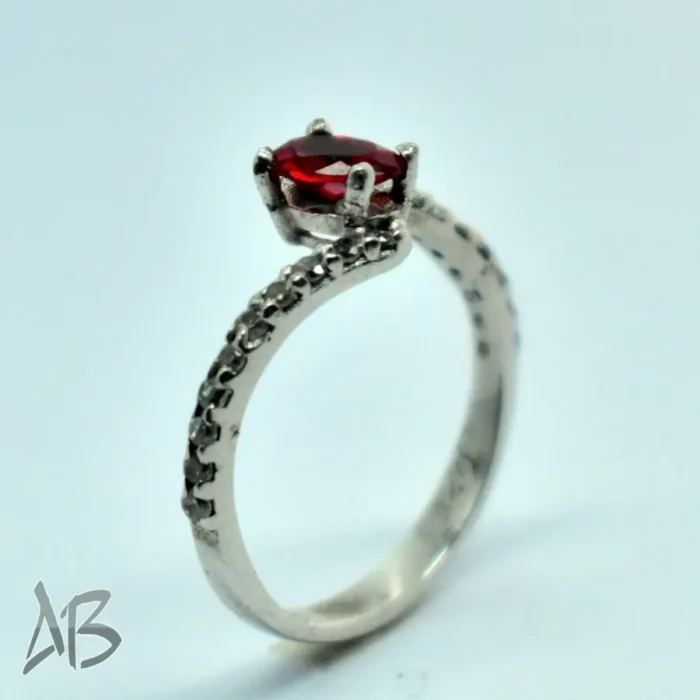 329 (4) انگشتر نقره زنانه استرلینگ 925 نگین سنتتیک برلیان کات رکاب بسیار سبک و زیبا آقابزرگ 329 - Image 5