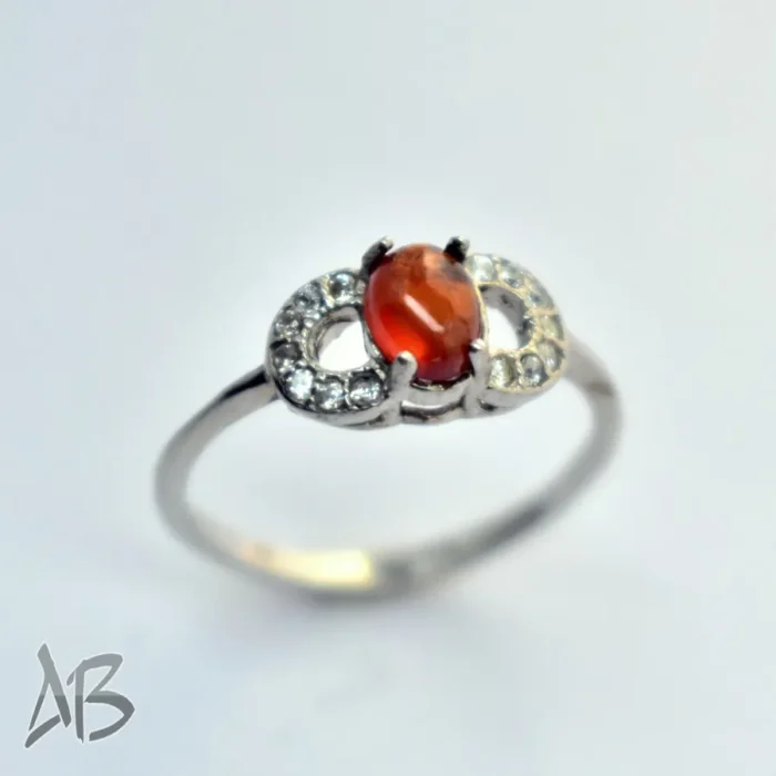 انگشتر نقره زنانه عیار 925 نگین گارنت دارچینی و رکاب سبک کد 335 - Image 5