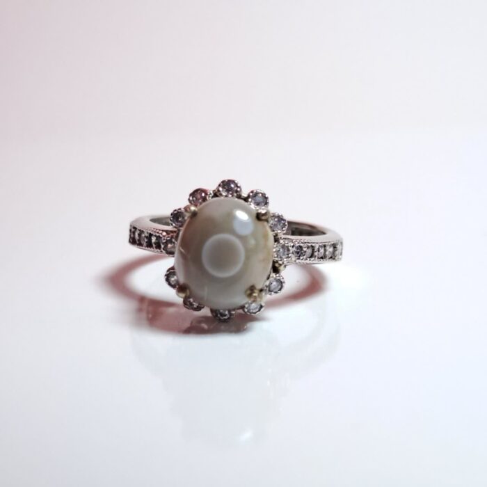 انگشتر نقره زنانه نگین باباقوری یک چشم خوشرنگ رکاب بسیار شیک کد 339 - Image 3