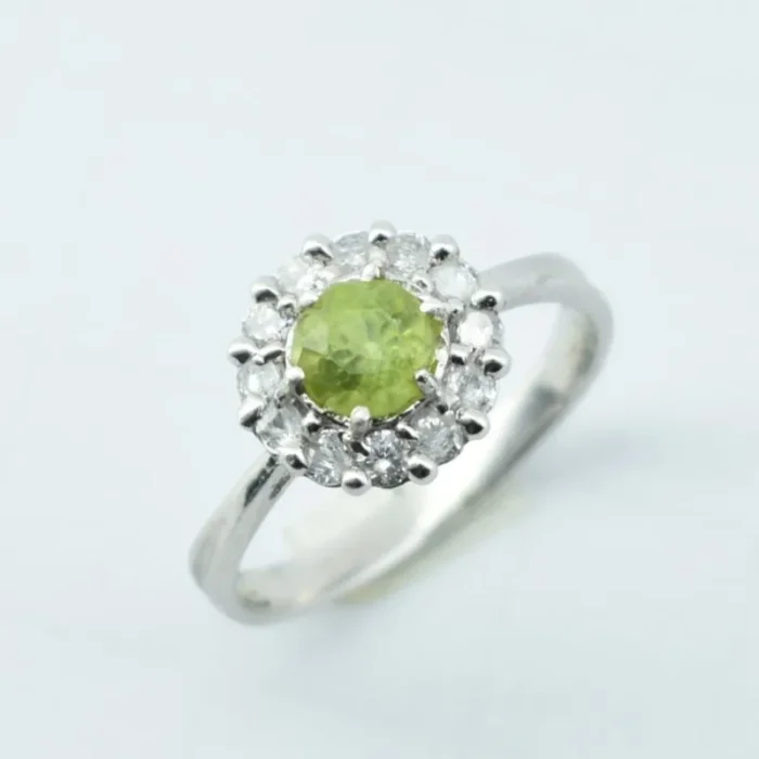 انگشتر نقره زنانه با نگین زبرجد اصل، رکاب نقره 925 مناسب انگشت ظریف کد 346 - Image 5