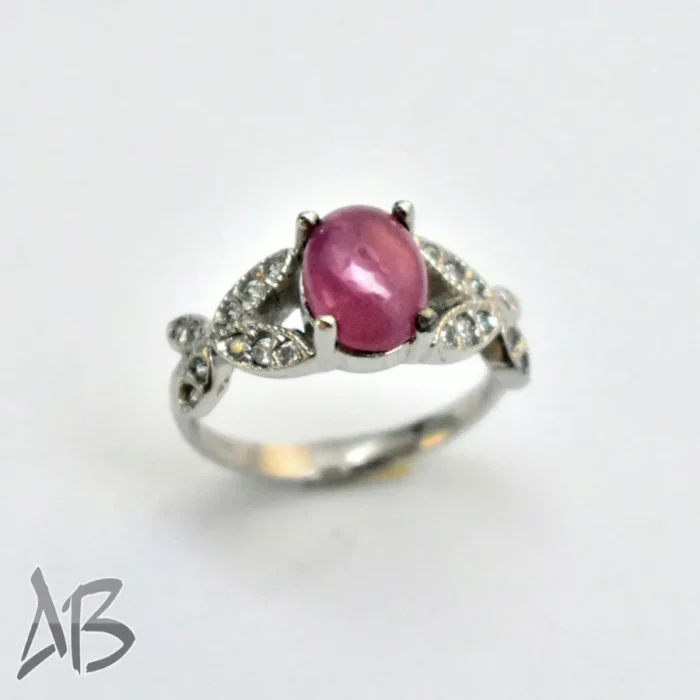 انگشتر نقره زنانه یاقوت صورتی آفریقایی اصل معدنی و رکاب طرح پروانه کد 354 - Image 3