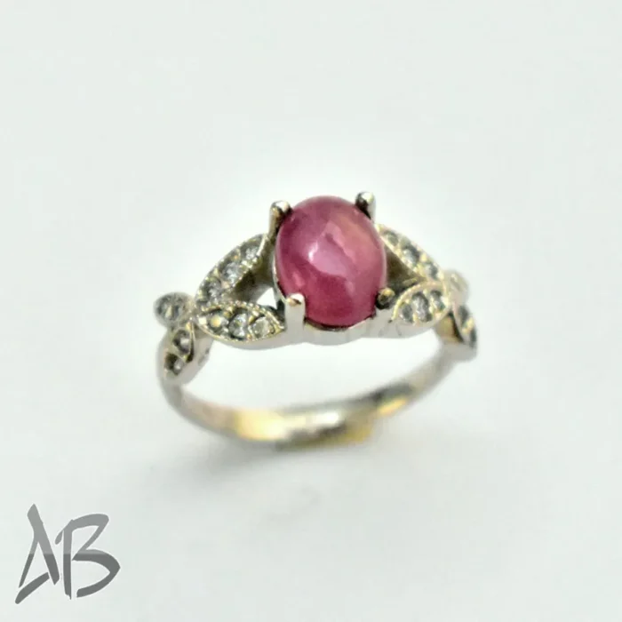 انگشتر نقره زنانه یاقوت صورتی آفریقایی اصل معدنی و رکاب طرح پروانه کد 354 - Image 4