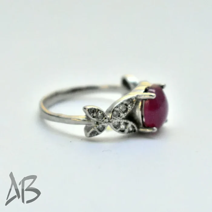 انگشتر نقره زنانه یاقوت صورتی آفریقایی اصل معدنی و رکاب طرح پروانه کد 354 - Image 7