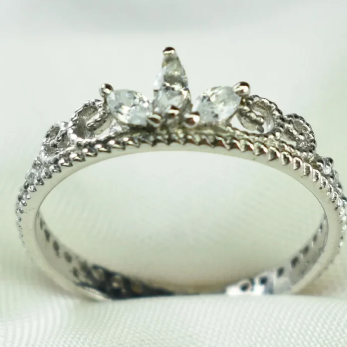 انگشتر نقره زنانه Gemless مدل تاج سه نگین مارکیز، کد 359 - Image 4