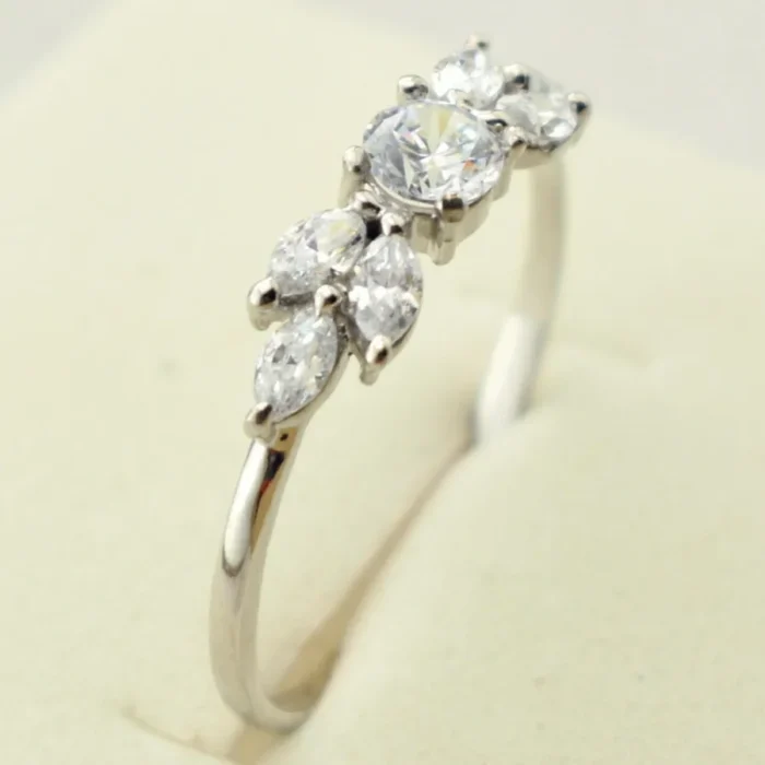 انگشتر نقره زنانه Gemless رکاب نقره استاندارد با شش نگین مارکیز، کد 360 - Image 7