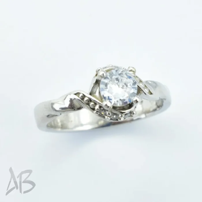 انگشتر نقره زنانه سولیتر ظریف آبکاری رودیوم، کد 362 - Image 3