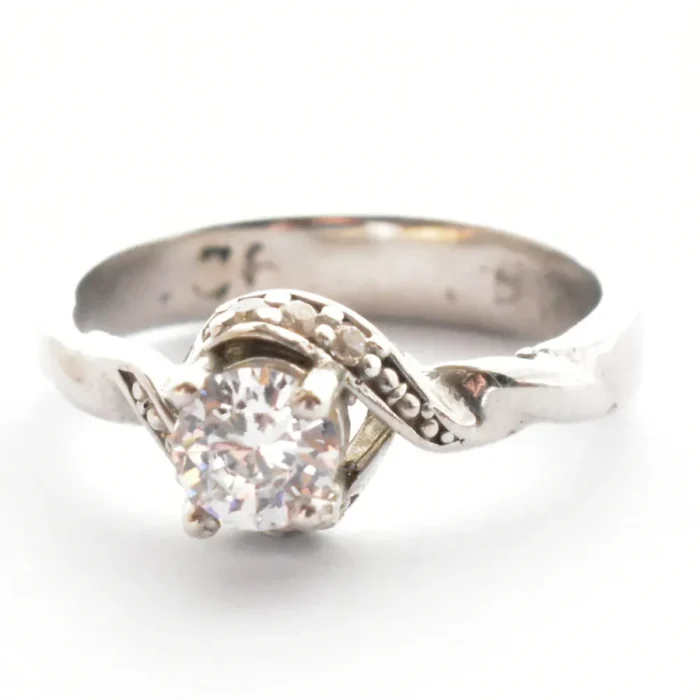 انگشتر نقره زنانه سولیتر ظریف آبکاری رودیوم، کد 362 - Image 5